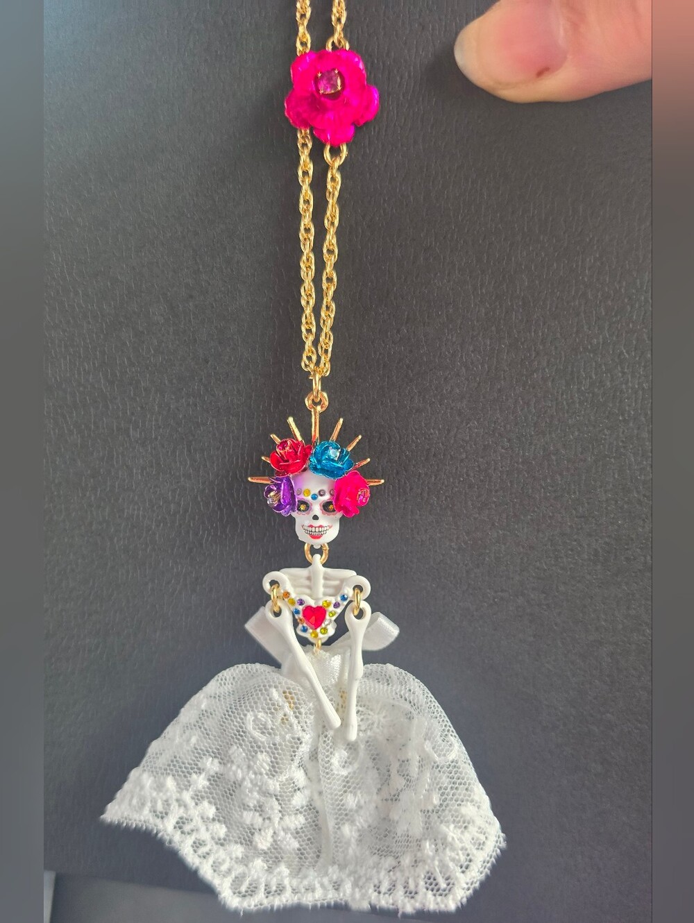 Betsey Johnson Sugar Skull Day Of The Dead Bride Necklace HL